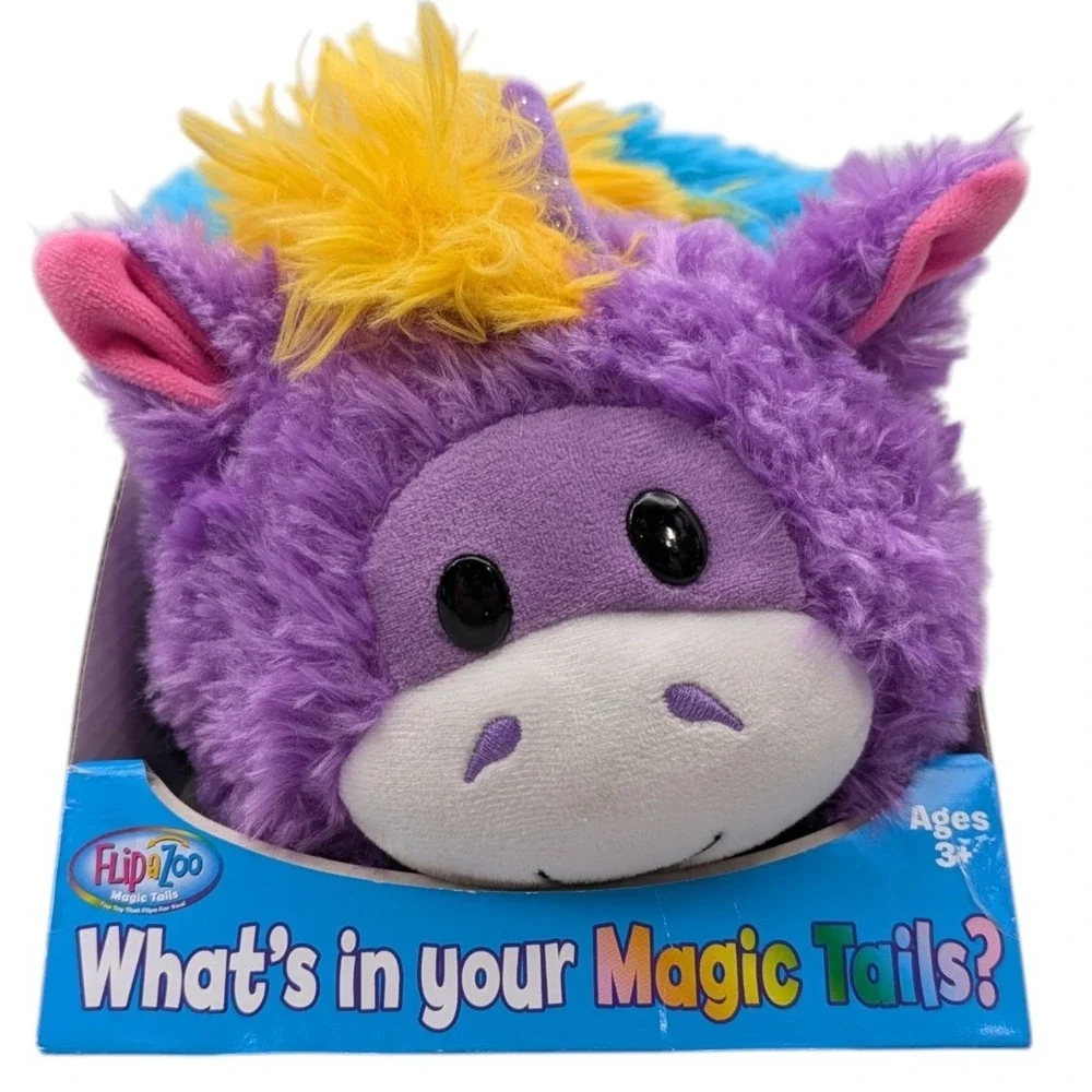 Flipazoo Magic Tails Blue Dragon Purple Unicorn Plush Reversible Toy 1410